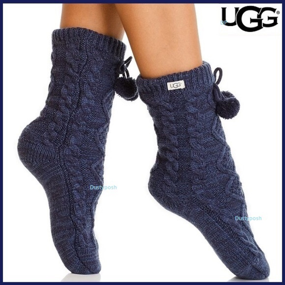 UGG Fleece Lined Pom Pom Socks Cozy Boot Cute Winter Bed Bedroom Christmas Gift
